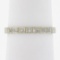 Antique 18K White Gold .08 ctw Pave Diamond Engraved Scroll Work Stack Band Ring