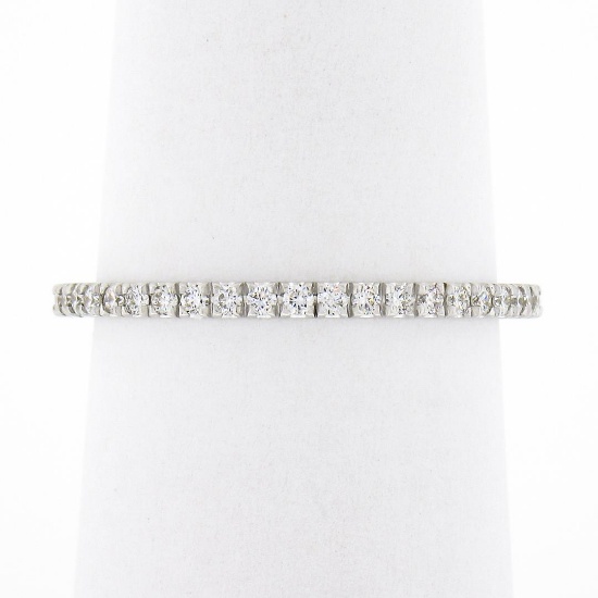 14k White Gold 0.33 ctw Pave Diamond Thin Petite Stack Wedding Eternity Band Rin