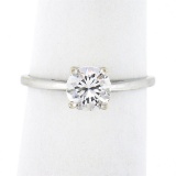 Vintage 14k White Gold High Quality Round Prong Cubic Zirconia Cz Solitaire Ring