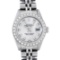 Rolex Ladies Quickset Stainless Steel Silver Diamond Bezel Datejust Wristwatch