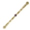 Antique 14k Yellow Gold Square Step Cut Amethyst Open Work Design Bar Pin Brooch