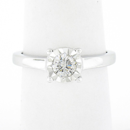 Classic 14K White Gold 0.35 ctw Illusion Set Diamond Solitaire Engagement Ring
