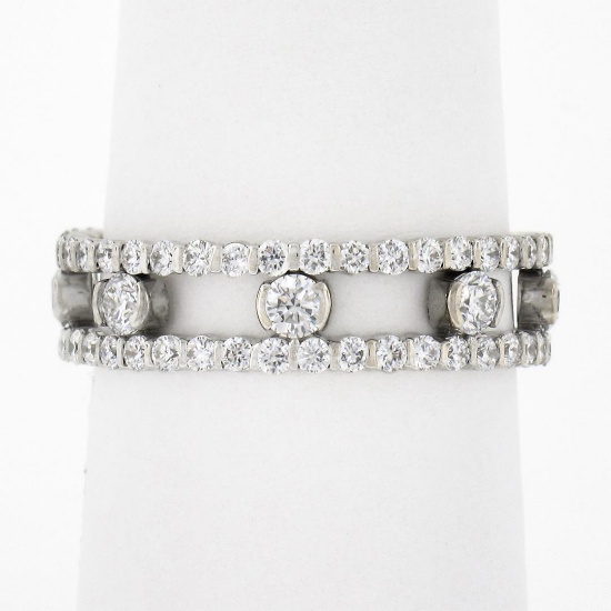 18k White Gold 1.44 ctw Round Brilliant Diamond Open Center Eternity Band Ring