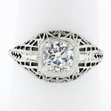 Antique 18k Gold.71 ctw GIA Old Transitional Cut Diamond Filigree Engagement Rin