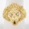 Mens 14k Yellow Gold.13 ctw Ruby Diamond Eyes Detailed Textured 3D Lion Head Rin