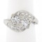 Vintage Platinum 1.66 ctw Old European Cut Dual Diamond Bypass Ring w/ Accents