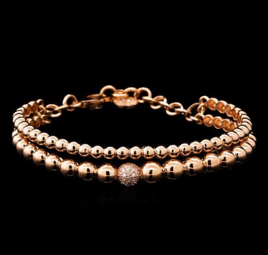 0.28 ctw Diamond Bangle Bracelet - 14KT Rose Gold