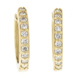 NEW 14k Yellow Gold 0.18 ctw Prong Round Diamond Mini Petite Huggie Hoop Earring