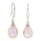 Classic Simple 14k White Gold Cultured Pink Pearl Tear Drop Dangle Earrings