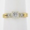 Vintage 14k Two Tone Gold Old European Cut Diamond Solitaire Engagement Ring