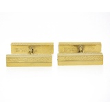 Tiffany & Co. 18k Yellow Gold Textured Polished Geometric Dual Box Men Cufflinks