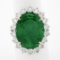 QUALITY Platinum 18k Gold 17.34 ctw AGL Large Oval Emerald & Diamond Halo Ring