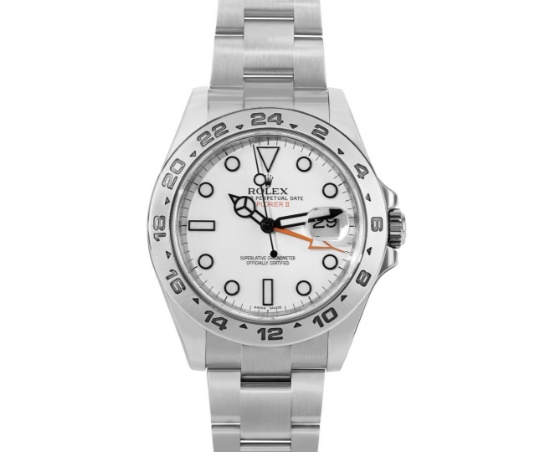 Rolex Mens Stainless Steel 42MM White Dial Explorer 2 With Rolex Box