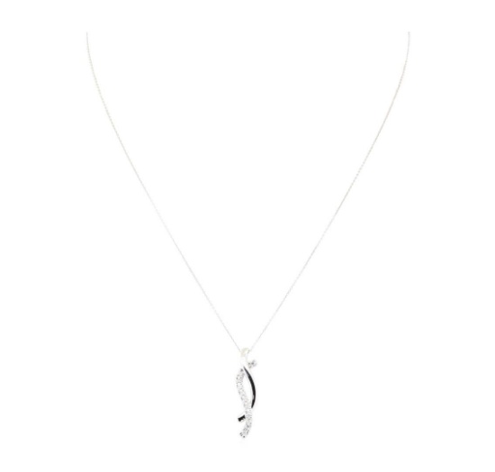 0.13 ctw Diamond Double Journey Pendant with Chain - 14KT White Gold