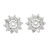 New 14k White Gold 0.37 ctw Round Brilliant Cut Prong Set Diamond Halo Jackets