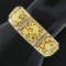 Vintage Solid 18k Yellow Gold Nautical Themed Hinged Square Panel Link Bracelet