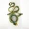 Vintage 18k Yellow Gold Colorful Green & Blue Enamel w/ Detailed Work Snake Ring
