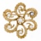 Vintage 14K Yellow Gold Cultured Pearl Detailed Textured Open Work Brooch Pin