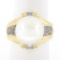 14K Yellow Gold Large 12.58mm South Sea Pearl Ring w/ Baguette & Round Diamonds