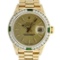 Rolex Ladies 18K Yellow Gold Emerald And Champagne Index President Wristwatch