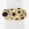 14k Yellow Gold 1.60 ctw Ruby & Diamond 3D Textured Spotted Leopard Cocktail Rin