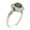 Antique Edwardian French Platinum Emerald & 0.66 ctw Old Cut Diamond Halo Ring