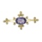 Vintage Victorian Revival 14K Yellow Gold Oval Amethyst & Seed Pearl Pin Brooch