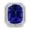 25.20 ctw Tanzanite and 1.66 ctw Diamond Ring - 14KT White Gold