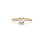 0.72 ctw Diamond Halo Wedding Ring - 14KT Yellow Gold