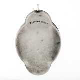 Antique.925 Sterling Silver Enamel Bird Mother of Pearl Quatrefoil Pendant RARE