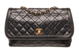Chanel Black Leather Single Flap Chain Shoulder Bag