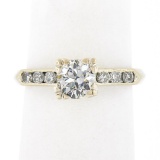 Vintage 14k Gold.70 ctw Old European Diamond Solitaire w/ Accents Engagement Rin