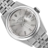 Rolex Ladies Stainless Steel Quickset Silver Index Dial Smooth Bezel Jubilee Ban