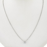 New 14K Gold .47 ctw Round Brilliant Diamond Solitaire Pendant w/ Adjustable Cha