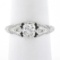 New 14k White Gold.85 ctw Round Diamond Milgrain & Wheat Engraved Engagement Rin