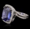 18KT White Gold GIA Certified 10.65 ctw Tanzanite and Diamond Ring