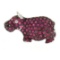 Estate 18k Gold Vivid Red Ruby & Diamond Hippo Hippopotamus Brooch Pin Pendan