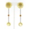 Antonini 18K TT Gold Bezel Citrine Diamond & Ruby Long Dangle Day Night Earrings
