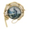 14k Gold Reverse Painted Marlin Fish Intaglio w/ Fishing Pole Frame Pin Brooch