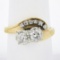 Vintage 14k TT Gold .82 ctw Diamond Textured & Polished Statement Cocktail Ring