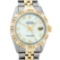 Rolex Mens 2 Tone Yellow Gold And Stainless Steel White Roman Datejust Wristwatc