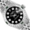Rolex Ladies Stainless Steel Black Diamond And Emerald Date Wristwatch 26MM