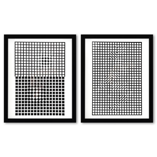 Eridan - 3 et TLINKO de la serie Corpusculaires (Diptych) by Vasarely (1908-1997