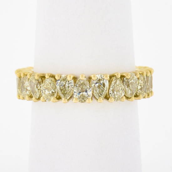 18K Gold Alternating Pear Fancy Yellow Diamond Eternity Wedding Stack Band Ring