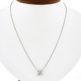 NEW Platinum 0.56 ctw Prong Marquise Diamond Flower Pendant Cable Chain Necklace