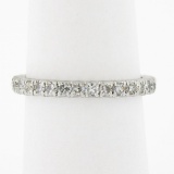 Antique Platinum 0.80 ctw Pave Old Cut Diamond Eternity Stack Wedding Band Ring