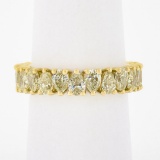 18K Gold Alternating Pear Fancy Yellow Diamond Eternity Wedding Stack Band Ring