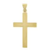 Vintage 14K Yellow Gold Grooved w/ Polished Finish Center Simple Cross Pendant