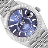 Rolex Mens Stainless Steel Blue Dial Sky Dweller Jubilee Band With Box And Card
