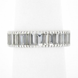 Vintage Platinum 4.60 ctw Straight Baguette Prong Set Diamond Eternity Band Ring